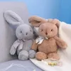 Bonecas de pelúcia 25cm coelho bonito brinquedo de pelúcia com laço longo orelha macia pelúcia coelho boneca dormir brinquedo menina crianças bebê pelúcia animal presentes de aniversário