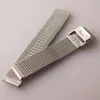 Komponenter rostfritt stål mesh Watchband 18mm 19mm 20mm 21mm 22mm 24mm Sier Watch Strap Armband Special Fold CLASP Distribution Quick Pin