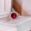 リングJoiashome Luxury 925 Sterling Silver Women Ring Red Ruby Gemstones Rose Gold Fine Fine Jewelry Engagement Silver Gift