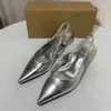 Sandals ZA Shoes New 2023 Summer Pointed Toe Stiletto Silver High Heels For Women Metal Trend Fashion Sandals For WomenJ240122
