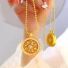 Brass plated 24k gold pendant women's ancient method sand gold eight treasure compass pendant antique fashion new China-Chic hollowed out necklace