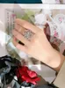 Klusterringar Fashionabla och lyxiga 925 Pure Silver Camellia Ring Set med höga koldiamanter unika mångsidiga bröllopsmycken