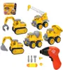 DIY Assemble Engineering Vehicle Kid Model Cars Toys Electric Drill Excavator Dump Trucks Concrete Truck Developmental Toy fo9320045