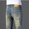 2023 Outono Novo Mens Vintage Rasgado Slim Fit Elasticidade Jeans Masculino Negócio Famoso Clássico Calças Casuais Casual Skinny Straight Slim Calças Atacado