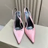 Scarpe eleganti con tacco Designer di lusso Raso con strass fibbia con lettera Slingback Punta a punta Décolleté scarpe con tacco a spillo Sandali con tacco 10,5 cm da donna Sandali con tacco alto Con scatola