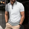 Polos pour hommes 2024 Polo T-shirt imprimé à rayures 3D T-shirt décontracté à manches courtes Tops de haute qualité Chemises d'été T-shirts masculins Vêtements XL