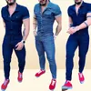 Men039s Jeans Denim Jumpsuit For Men Overalls Romper Fashion Streetwear One Piece Slim Fit Short Sleeve Playsuits Joggers Male 6051473