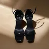 Sandals Women's 2023 New EuropeanおよびAmerican Black Patent Leather High Heel Shoesj240122