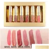 Lip Gloss 6 Set Kylie Non-لا لا تنياق Gold لا تتلاشى ترطيب أحمر الشفاه السائل غير اللامع صبغة كوريا الصمغية.