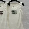 Sexy gebreide singlets dames designer luxe letters tanktops breit charmant elegant dieptepunt singlet vest