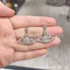 Viviennes Westwoods Earrings Women's Classic Full Diamond Planet Earrings Highバージョン