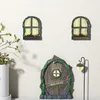Garden Decorations Miniature Noctilucent Fairy Window Door Statue Söt glöd i det mörka alfliknande harts Hantverkshuset Figurin