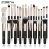 Zoreya Black Makeup Borstes Set Natural Hair Borst Foundation Powder Eyebrow Contour Eyeshadow Make Up Borstes Maquiage 240119