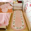 Teppiche Pastoral Bodenteppich Wohnzimmer Schlafzimmer Teppich Teppiche Anti-Rutsch-Matten Rosa Blumen Badezimmer Toilette Küche Teppiche Matte