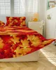 Bedrok Herfst Esdoorn Textuur Elastisch ingerichte sprei met kussenslopen Beschermer Matrashoes Beddengoed Set Laken