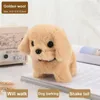 Poupées en peluche Jouet électronique pour chien de compagnie marchant chien interactif jouets de poupée en peluche vibrant automatique mobile électrique chiot cadeau pour bébé enfants
