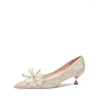 Dress Shoes Low Heel French Wedding Female Showcase Wears 2024 Bride Not Tired High Crystal