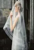 Véu de casamento com fita de crina dupla, véu de noiva com blush e ponta dos dedos, comprimento personalizado, acessórios de noiva, véus circulares 9237216