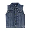 Giacche 3-7 anni Gilet per bambini Giacca Bambini Ragazze Ragazzi Senza maniche Colletto rovesciato Chiusura con bottoni Abbigliamento casual in denim