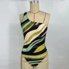 Único ombro feminino roupa de banho sutiã corpo contraste cor um pedaço maiô verão encantador sexy colorido praia maiô