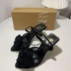 ZA NEU 2023 Sommer Schwarz Blumendekoration speicherte leere Stirnband -Rücken -Krawatte High Heels Damenschuhe