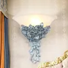 Wandleuchte SANDYHA Kreative Französisch Romantische Rose Harz Blume Kristall Lichter Schlafzimmer Wohnzimmer Esszimmer Korridor Hause Dekorative Licht