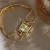 Autres Haute qualité rétro 24K plaqué or quartz laiton nouveau Bracelet en or pour femmes cadran carré cadeau amoureux de luxe tempérament YQ240122