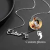 Colliers Nom d'amour personnalisé avec pendentif coeur de projection en acier inoxydable personnalisé couple bébé petite amie photo collier femme cadeau