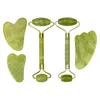 Fabriekslevering Jade Roller en Gua Sha Set Gezichtsmassager Natuursteen Guasha Schrapen Massage Gezicht Hals Lichaam Schoonheid Gezondheid Huidverzorgingshulpmiddelen