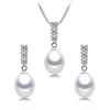 Sets Dainashi 2021 Exquisite Pendant&Earrings Jewelry Set For Women 89mm Freshwater Drop Shape Pearl White/ Pink/Purple/Black