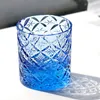 Luxury K9 Optical Crystal Whiskey Glass Cut To Clear Edo Kiriko Colorful Whiskey Glass Cup Handmade Glass Tumbler 7oz