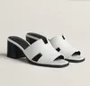 2024S Luxury Woman Block Sandals Helia 60mm Sandal Open Toe Slide Heeled Summer Shoes Calf Leather Slipper Heels Black White Brown Trevlig kvalitetsstorlek 35-43Box