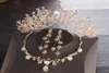 Gold Brautkronen Tiaras Haarschmuck Kopfschmuck Halskette Ohrringe Schmuckset Mode Hochzeit Schmucksets günstig 8714808