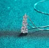 1.8ct ChoucongブランドMoissanite Diamond Necklace for Woman Wedding Jewely Real 100％925 Sterling Sliver 18Kホワイトゴールド3ストーンペンダントギフト