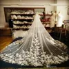 Veli da sposa floreali 3D 3M Lunghezza cattedrale Veli da sposa lunghi bianco avorio champagne con pettini Tulle e applicazioni di pizzo 2020 Nuovo H1318679