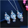 Earrings Necklace Mticolor Light Blue Cubic Zirconia Stone Drop And Trendy Engagement Jewelry Sets For Women T541 210714 Delivery Dhszo