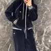2024SS women set designer tracksuit fashion threaded embroidered graphic hoodie velvet two-piece pants Set