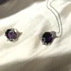 Necklace Earrings Set Lihua Small Red Book High Order Jewelry Super Fairy Butterfly Ring Luxury Large Carat Amethyst Color Treasure