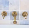 Bathroom Sink Faucets Antique Brass Double Handles Levers Widespread 3 Holes Wall Mounted Tub Basin Faucet Mixer Tap Msf528