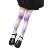 Women Socks Simple Diamond-Shaped Grid Ladies Knee Stockings 3D Printing Fashion All-match Sexy Long Pink Purple Girl Sweet