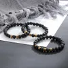 Armbanden Gepersonaliseerde armbanden Gegraveerd 1 ~ 4 namen Aangepaste gouden kleur kralen Elastische armband Eenvoudige sieraden Geschenken voor mannen (BA103287)