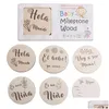 Andenken, 6-teiliges Set, handgefertigte Baby-Meilensteinkarten, monatliche Aufnahme, spanische Sprache, Buchstaben, Blumendruck, Pocards, Kleinkinder, Drop Del Dhv0E