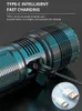 Flashlights 9500m LED -ficklampa USB C laddningsbar 5000W Flash Light 990000000LM Power Flashlights Zoom Tactical Lantern 20000mah Batteri 240122