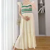 Maternity Dresses Cute Elegant Materntiy Dress Summer Clothes For Pregnant Women 2023 New Casual O-neck Puff Sleeve Flower Loose Pregnancy Dresses 24412