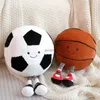 Peluş Bebekler Hayata Gibi Futbol Basketbol Dolgulu Yuvarlak Yastık Bebek Futbol Peluş Oyuncak Çocuklar Bebek Hediyesi Yeni Maskot Top Parti Dekorasyonu