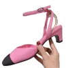 Runway Kobiety oryginalne skórzane sandały na obcasie gorąca sprzedaż marka projektant seksowna kostka Pasku Letnia sukienka luksusowa projektant sandałów na pięcie