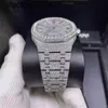 AP Watch Diamond Moissanite Iced Out Can Pass Test 2023 Version Stones Silver Pass Test Mens T OP Quality Mechanical Eta Movement Full Out 2-Tone Shiny