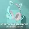 Headphones Onikuma K9 Green Cute Cat Ear Headphones Surround Sound Gaming Headsets With Mic With RGB Light For Laptop/PC/PS4/PS5/Xbox One