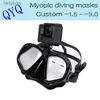 Maschere subacquee QYQ Maschera subacquea professionale Supporto per fotocamera per Gopro Miopia ottica Maschere subacquee Miope miope da -1,5 a -9,0L240122