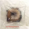 Keychains Lanyards Luxury 15Cm Fluffy Raccoon Fur Ball Real Key Chains Pompom Pompon Keyring Charm Women Bag Pendant 221119 Drop Deliv Dhejy